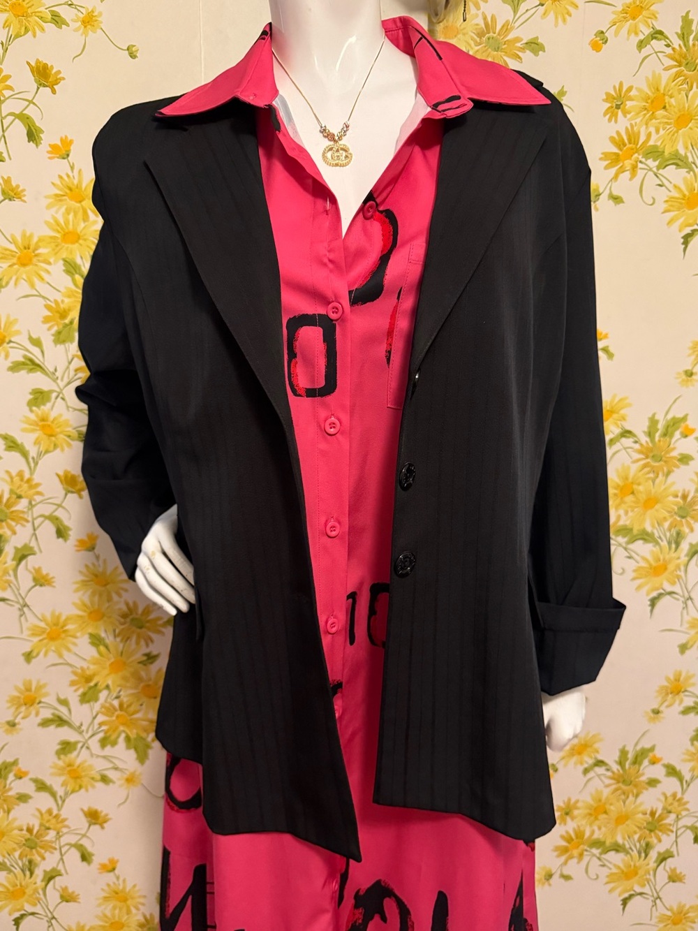 Black tonal stripe Blazer Classic Tailored Jacket size 3XL